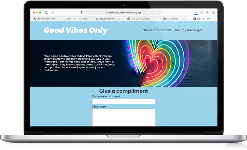 Desktop view of my app.