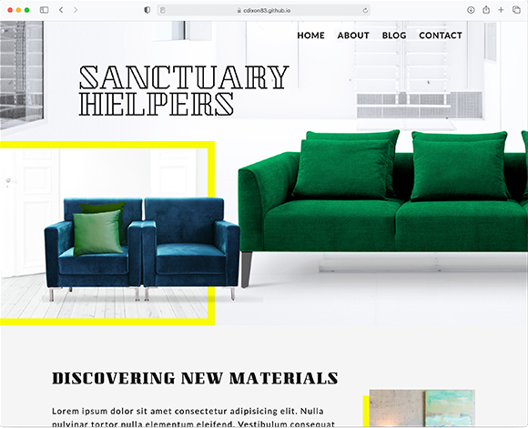Desktop view of my Sanctuary Helpers website
